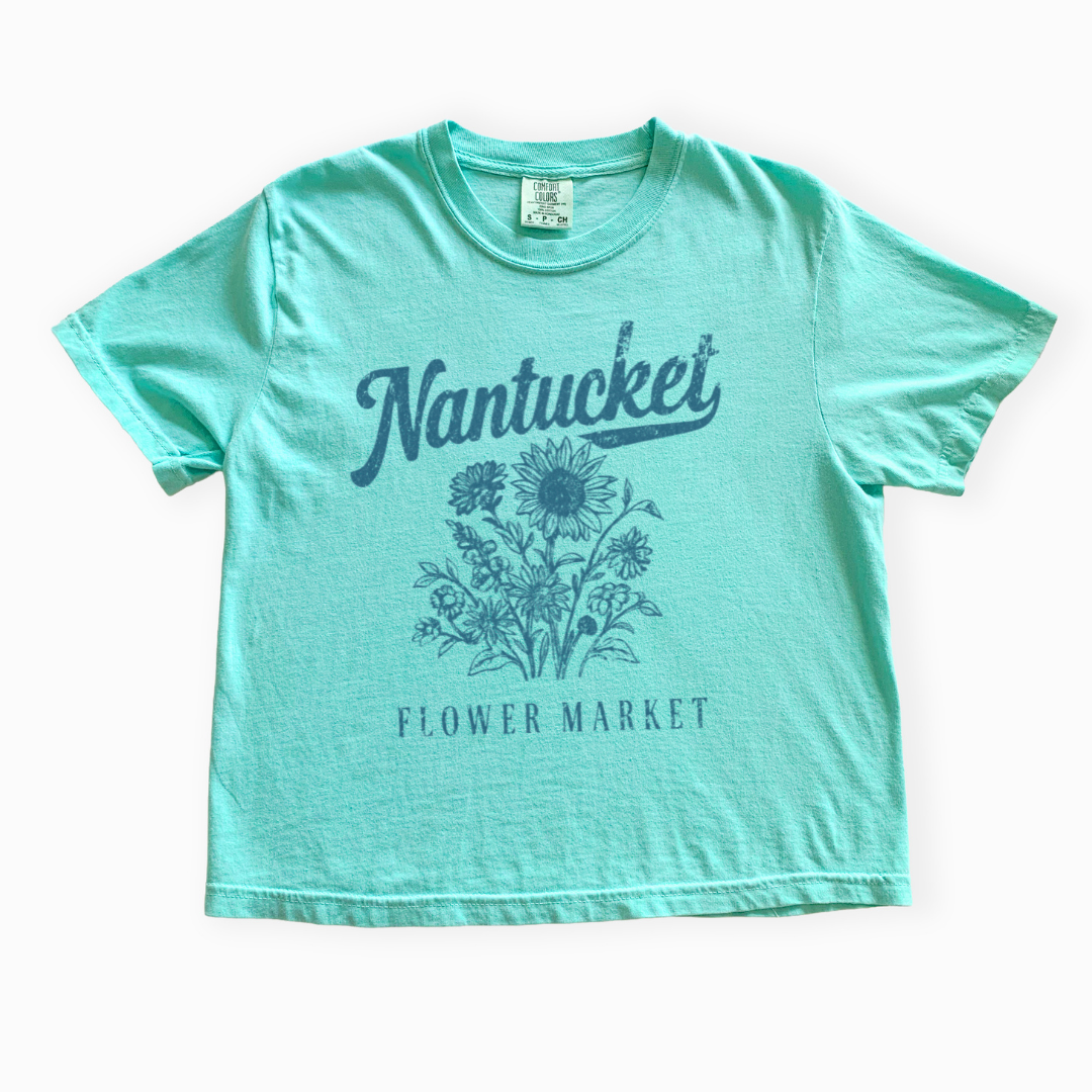 Nantucket Flower Market - Comfort Colors Boxy Cropped Tee
