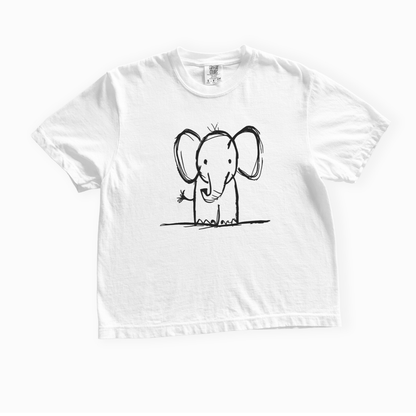 Elephant Sketch - Comfort Colors Boxy Cropped Tee