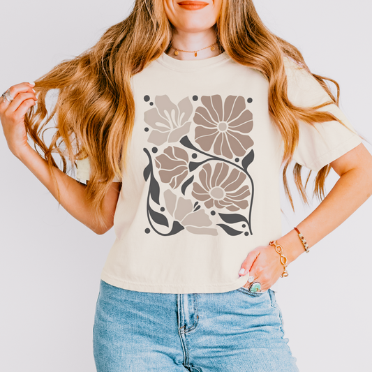 Abstract Floral - Comfort Colors Boxy Cropped Tee