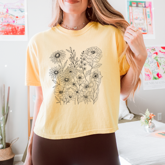 Petal Cartography - Comfort Colors Boxy Cropped Tee