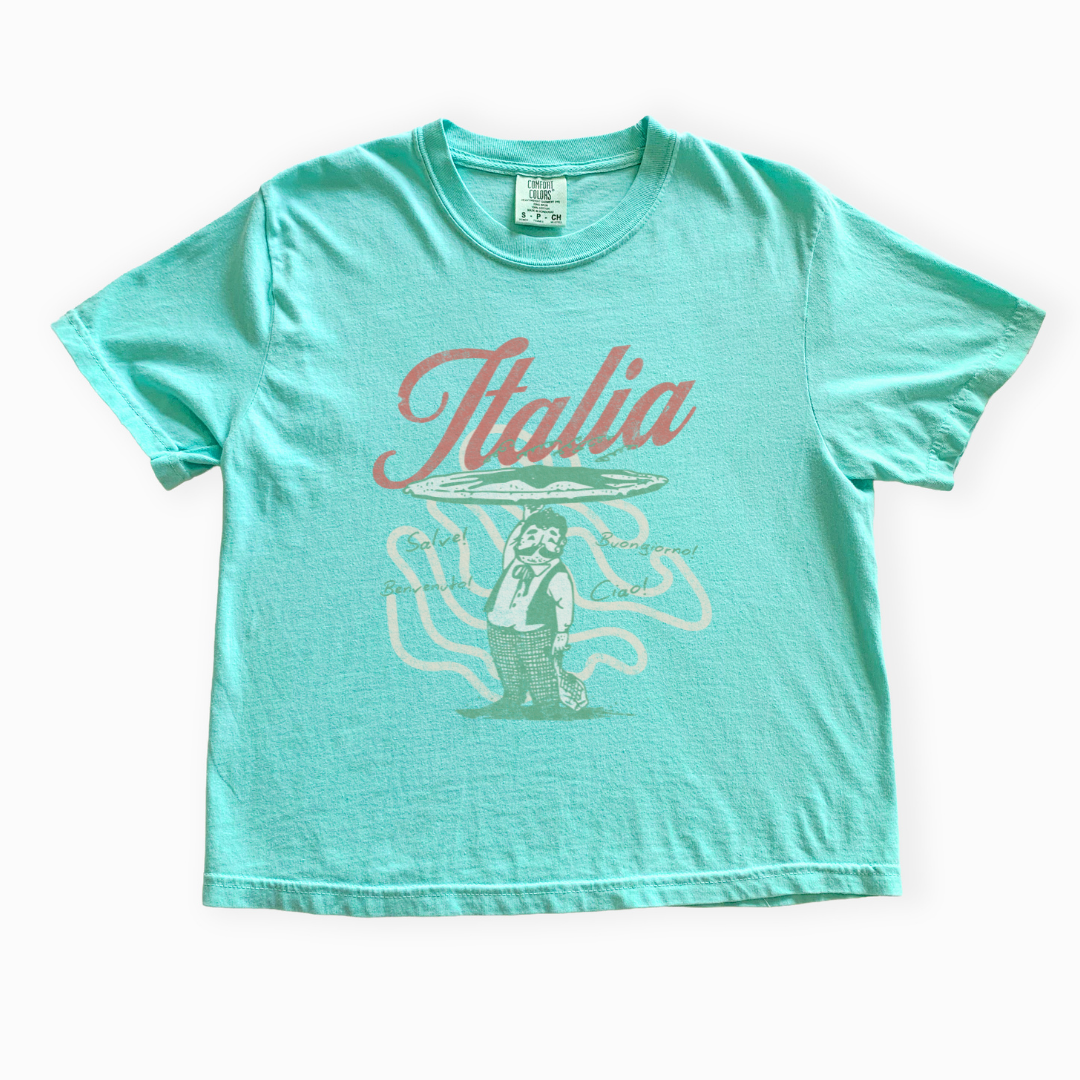 Greetings From Italia - Comfort Colors Boxy Cropped Tee