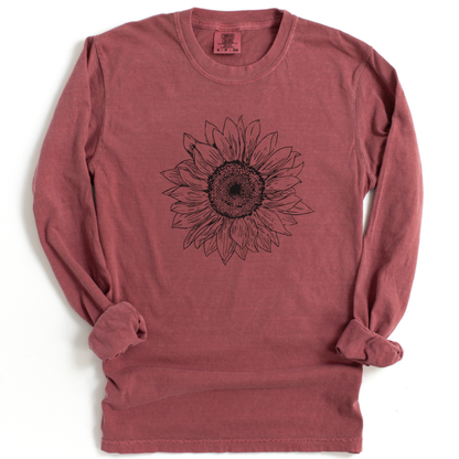 Graphite Sunflower - Comfort Colors Long Sleeve Premium T Shirt