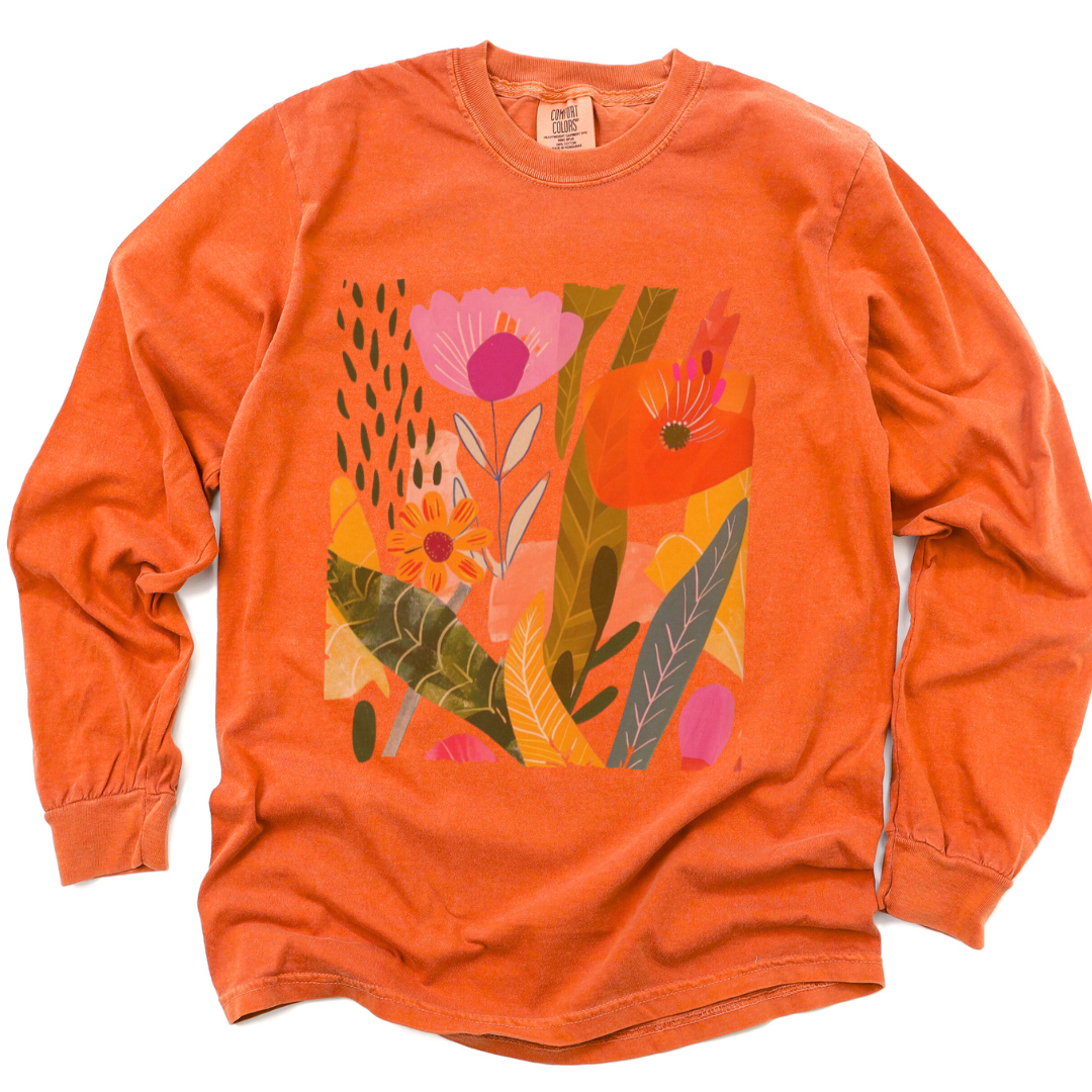 Modern Art Plant Print - Comfort Colors Premium Long Sleeve T Shirt