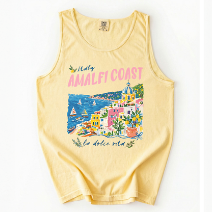 Amalfi Coast Painting - Comfort Colors Premium Tank Top