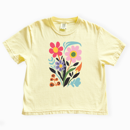 Vivid Floral - Comfort Colors Boxy Cropped Tee
