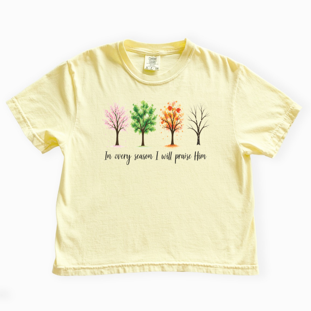 In Every Season I Will Praise Him - Comfort Colors Boxy Cropped Tee