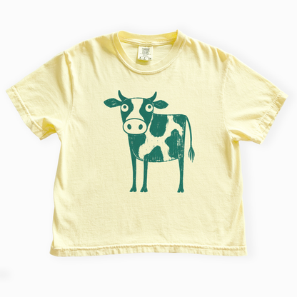 Cow - Comfort Colors Boxy Cropped Tee