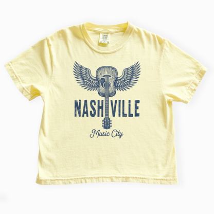 Nashville Music City - Comfort Colors Boxy Cropped Tee