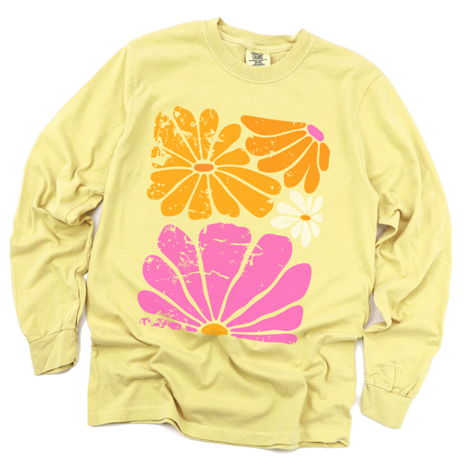 Sunbloom Boho Vintage Floral - Comfort Colors Premium Long Sleeve T Shirt
