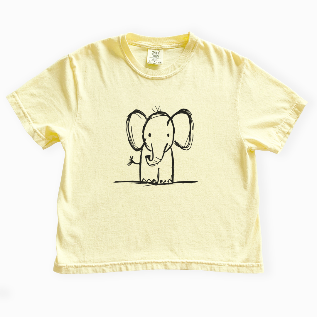 Elephant Sketch - Comfort Colors Boxy Cropped Tee