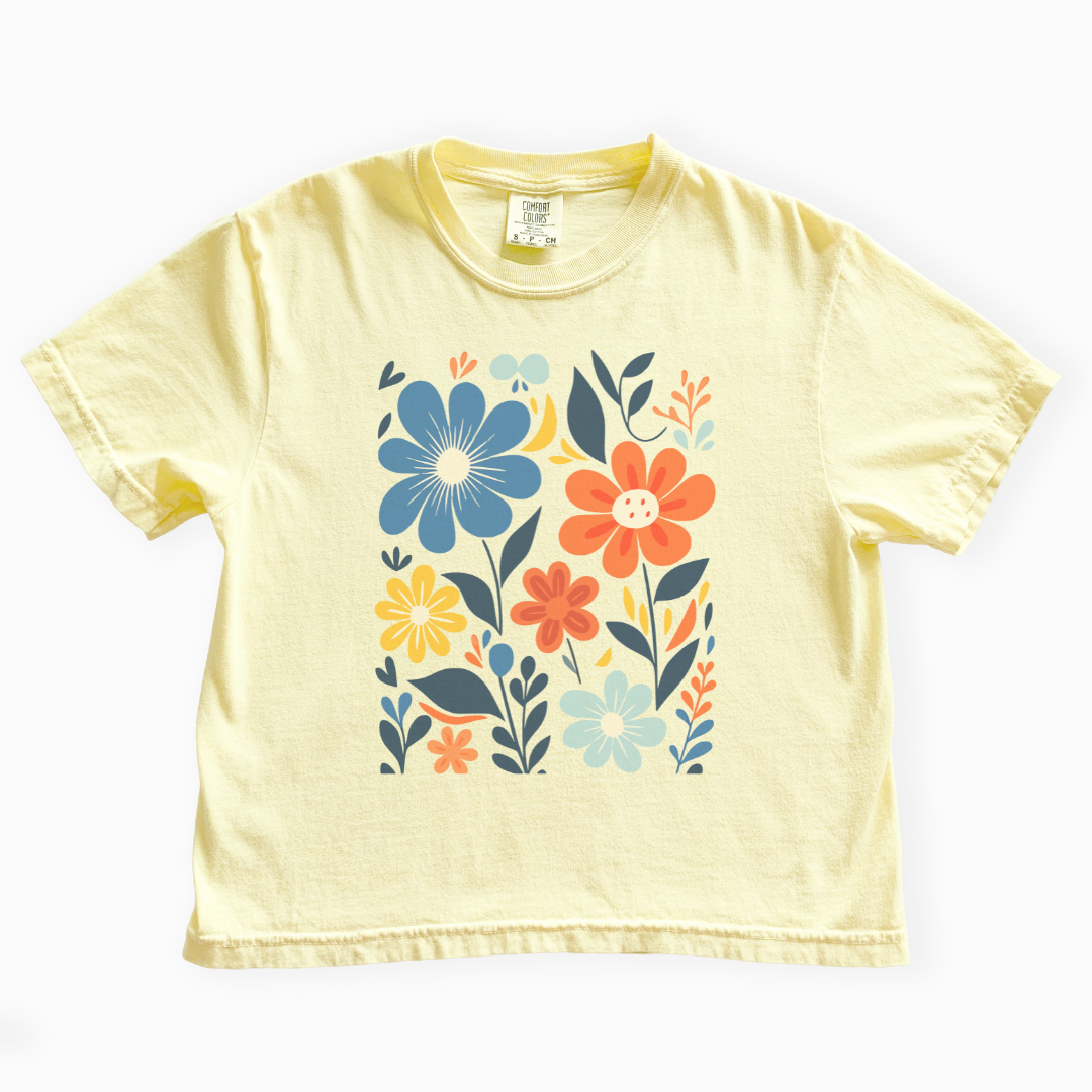 Floral Riot - Comfort Colors Boxy Cropped Tee