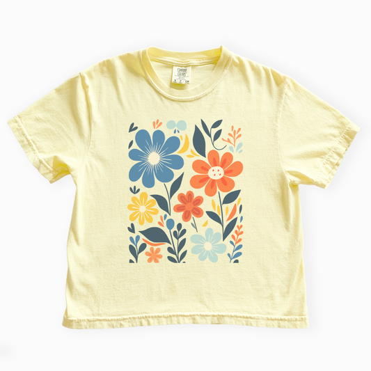 Floral Riot - Comfort Colors Boxy Cropped Tee