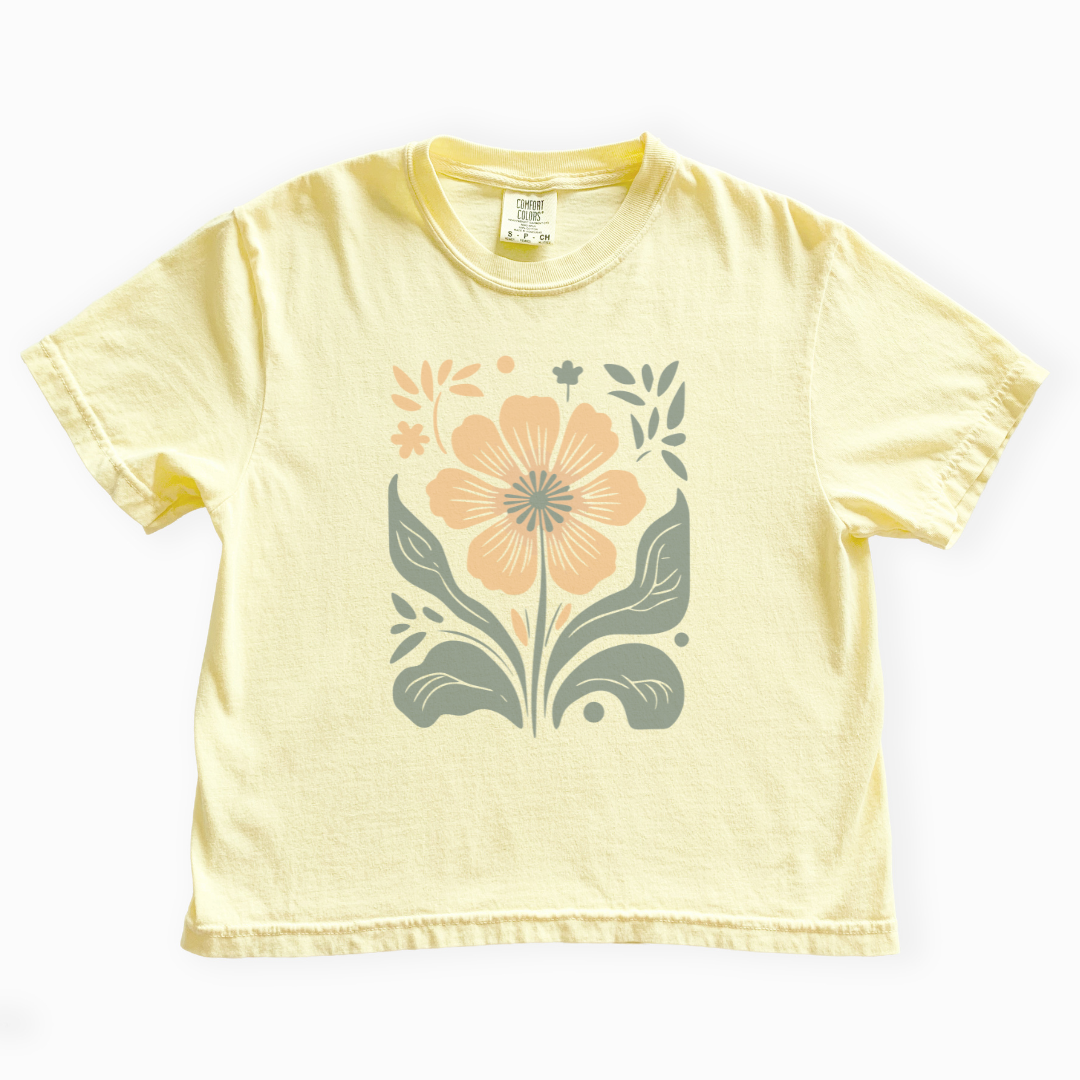Retro Floral - Comfort Colors Boxy Cropped Tee