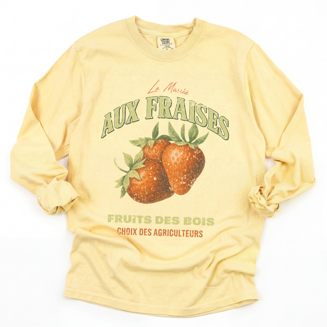 Aux Fraises - Comfort Colors Premium Long Sleeve T Shirt