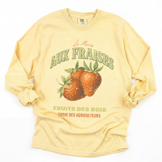 Aux Fraises - Comfort Colors Premium Long Sleeve T Shirt