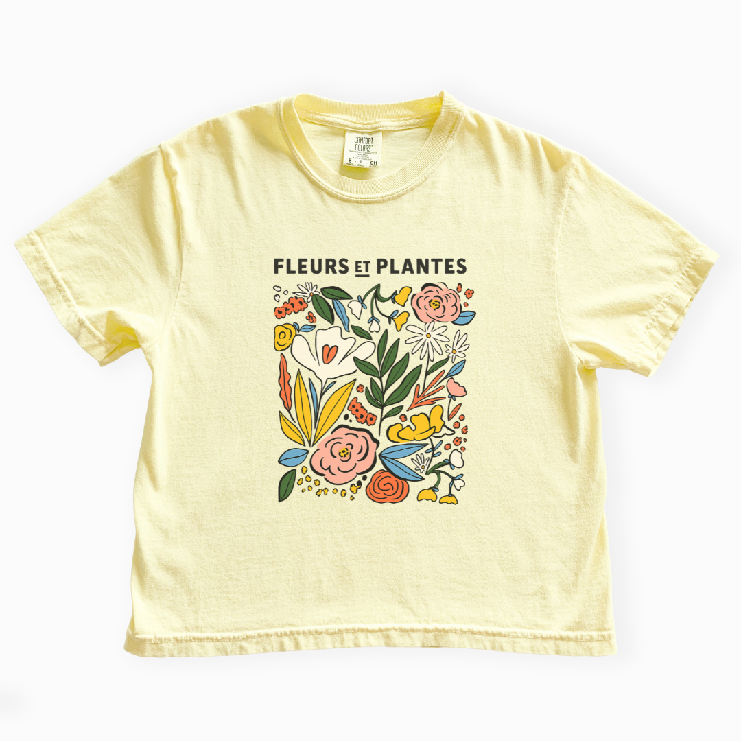 Fleurs Et Plantes - Comfort Colors Boxy Cropped Tee