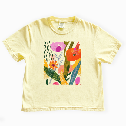 Modern Art Plant Print - Comfort Colors Boxy Cropped Tee