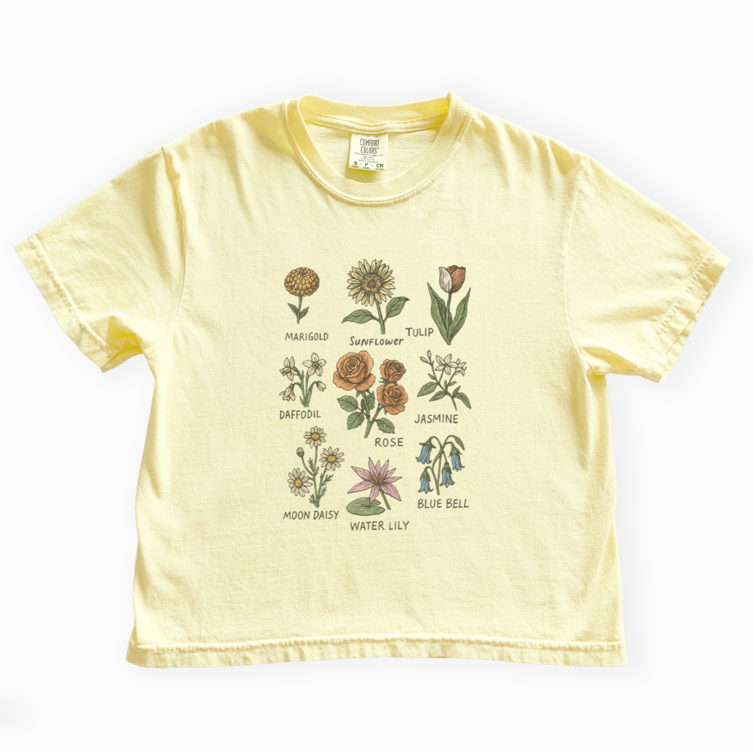 Botanical Sketchbook - Comfort Colors Boxy Cropped Tee