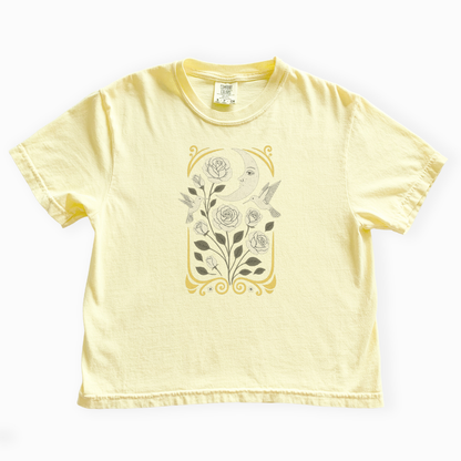 Moonlight Floral - Comfort Colors Boxy Cropped Tee