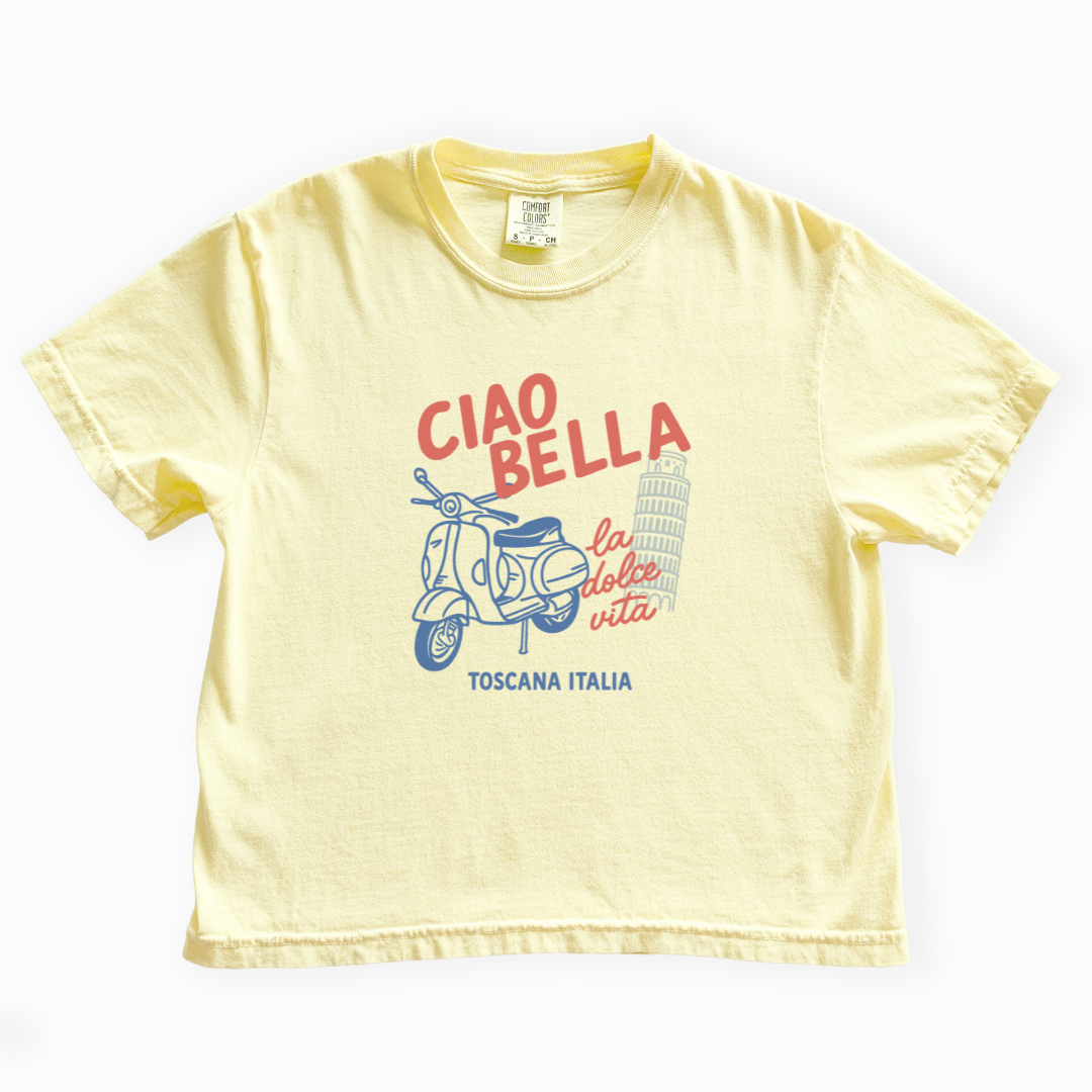 Ciao Bella - Comfort Colors Boxy Cropped Tee