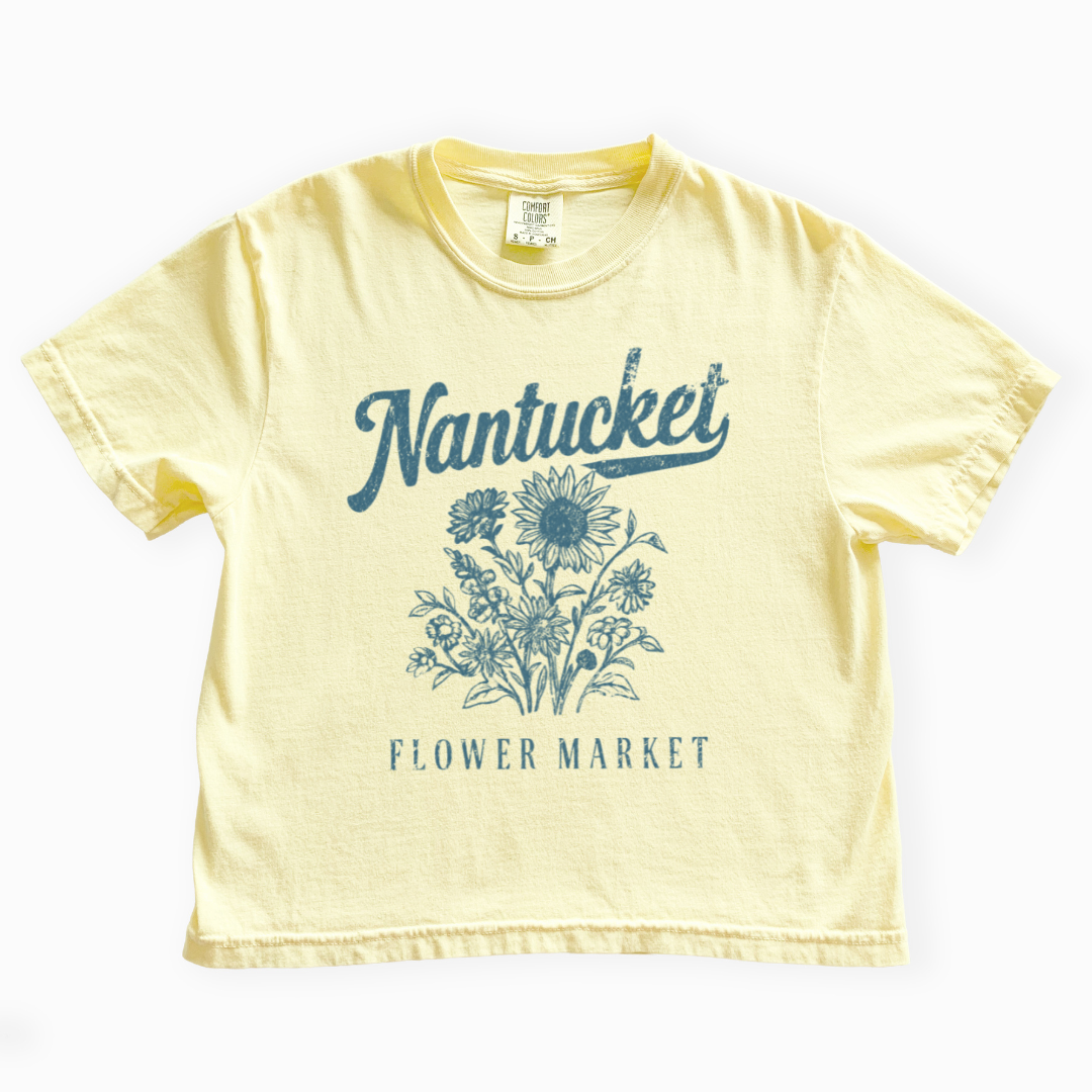 Nantucket Flower Market - Comfort Colors Boxy Cropped Tee