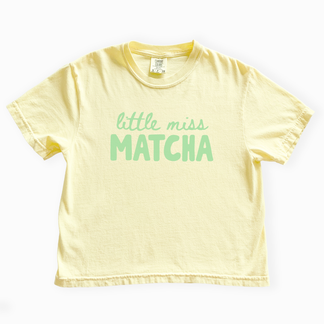 Little Miss Matcha - Comfort Colors Boxy Cropped Tee