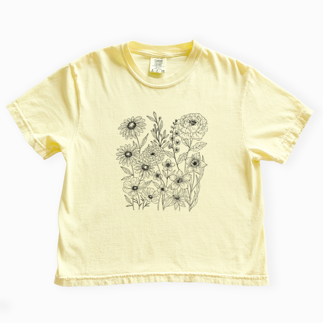 Petal Cartography - Comfort Colors Boxy Cropped Tee