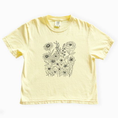 Petal Cartography - Comfort Colors Boxy Cropped Tee