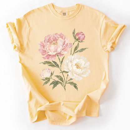 Painted Peonies -  Relaxed Fit Vintage Wash T Shirt