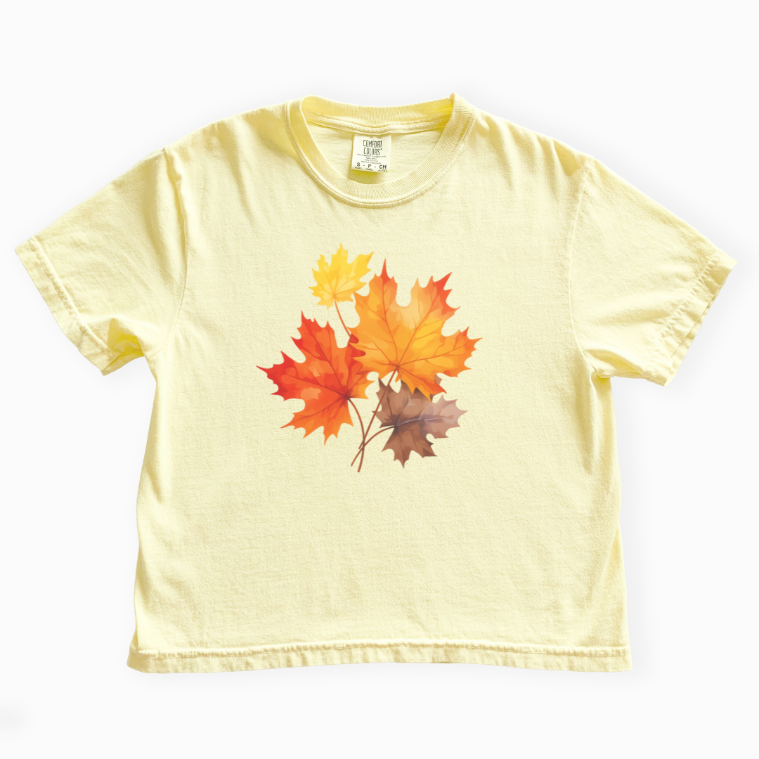 Autumn Leaves - Comfort Colors Boxy Cropped Tee