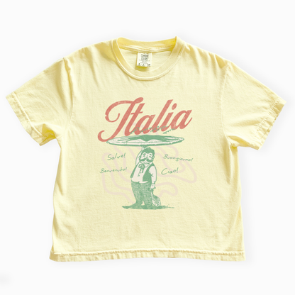 Greetings From Italia - Comfort Colors Boxy Cropped Tee