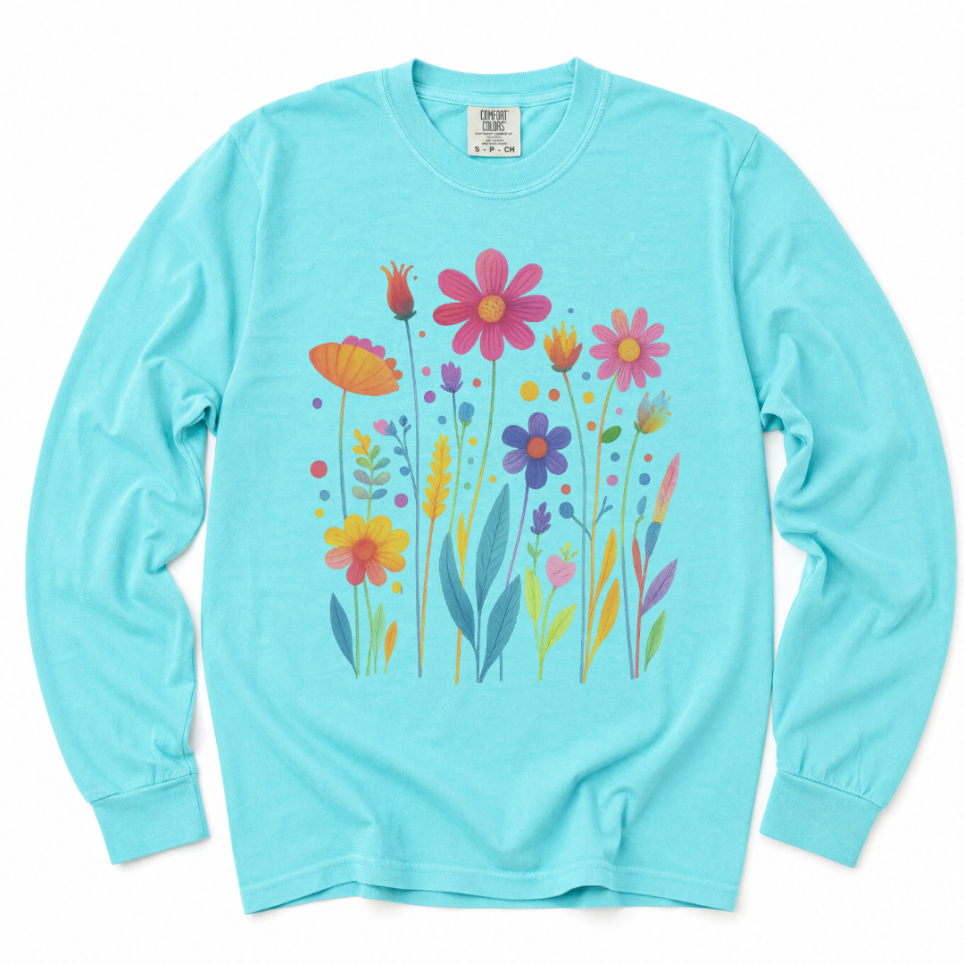 Vibrant Wildflower - Comfort Colors Long Sleeve Premium T Shirt