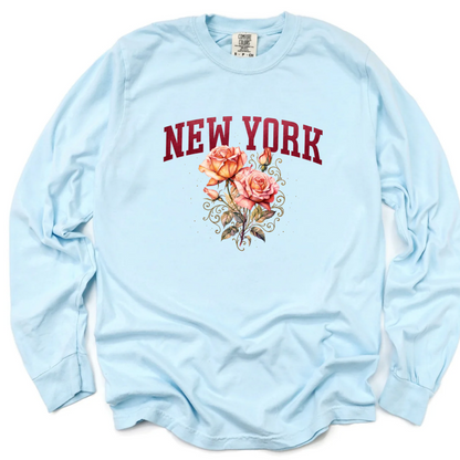 New York Floral - Comfort Colors Long Sleeve Premium T Shirt