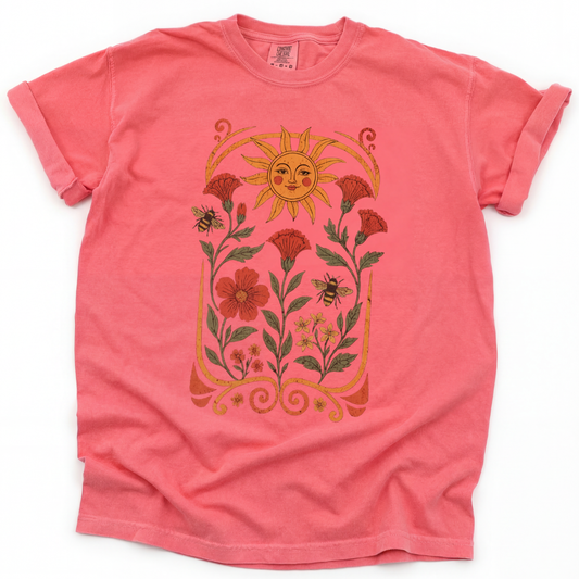 Golden Floral -  Comfort Colors Relaxed Fit Premium T Shirt