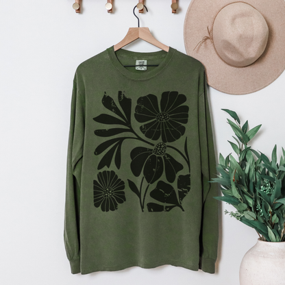 Artistic Boho Floral- Comfort Colors Premium Long Sleeve T Shirt