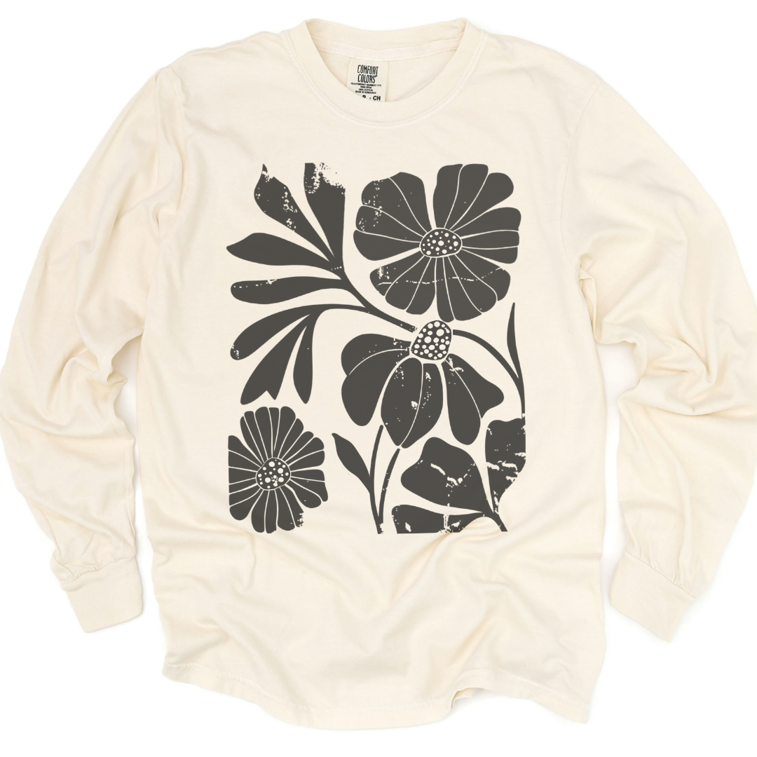 Artistic Boho Floral- Comfort Colors Premium Long Sleeve T Shirt