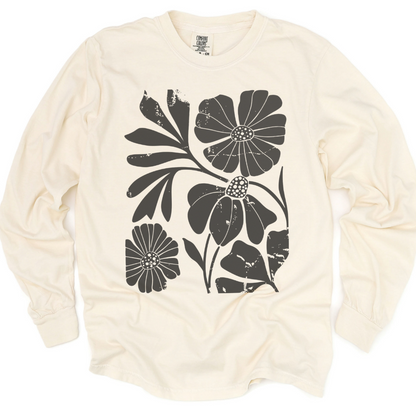 Artistic Boho Floral- Comfort Colors Premium Long Sleeve T Shirt