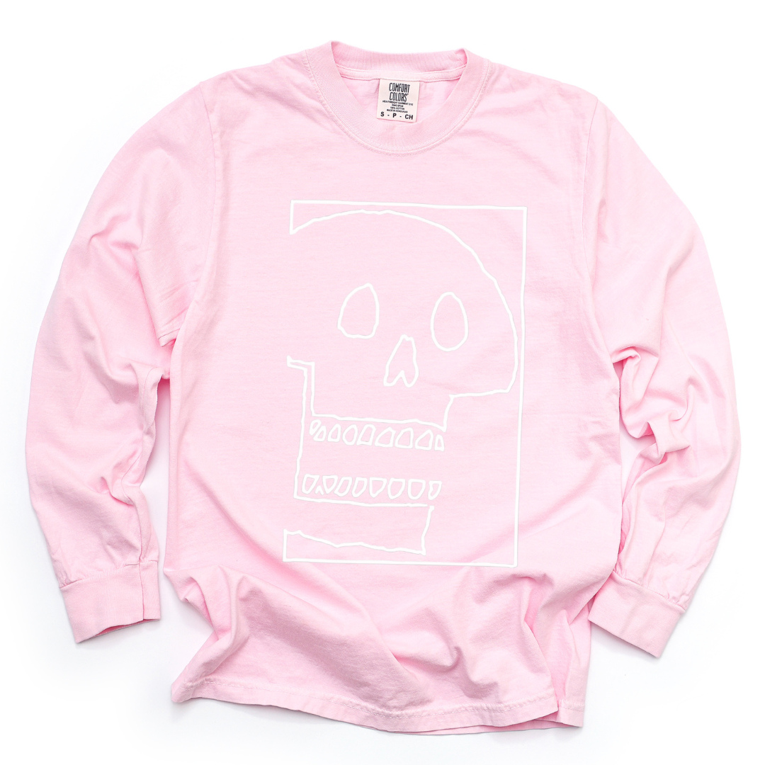 Skull Sketch - Comfort Colors Long Sleeve Premium T Shirt