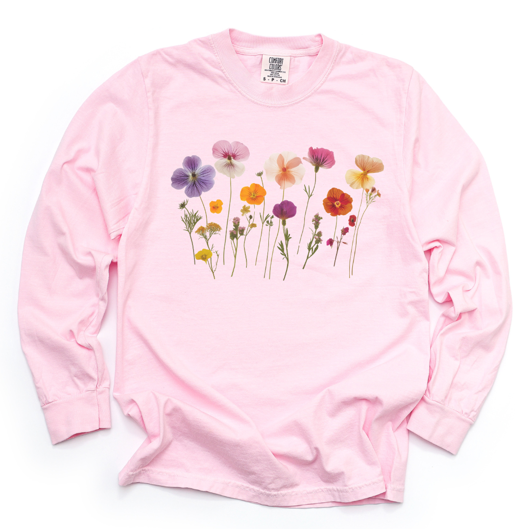 Pressed Flowers - Comfort Colors Long Sleeve Premium T Shirt