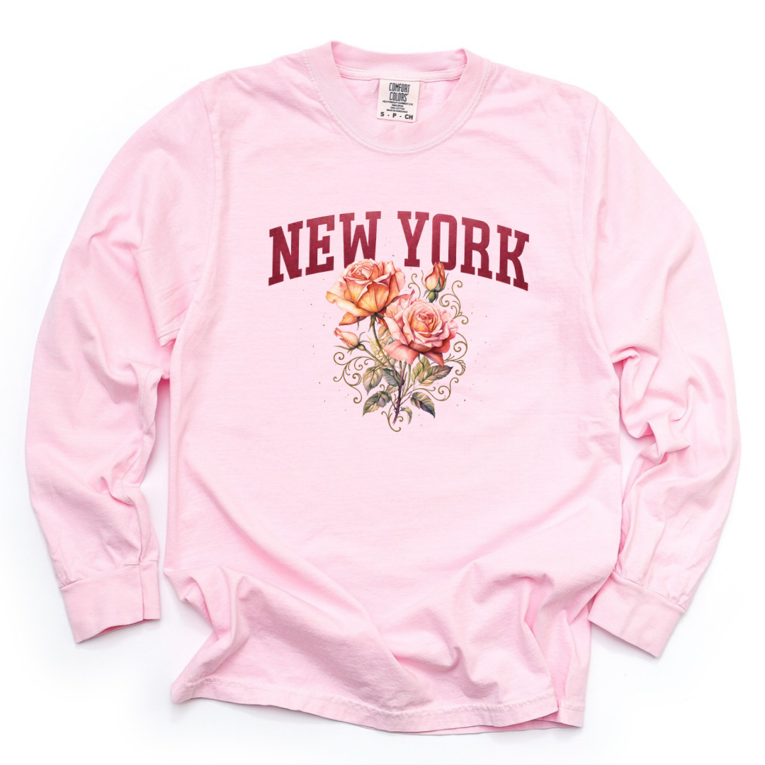New York Floral - Comfort Colors Long Sleeve Premium T Shirt