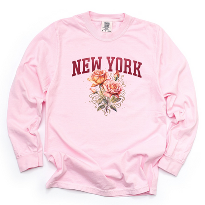 New York Floral - Comfort Colors Long Sleeve Premium T Shirt