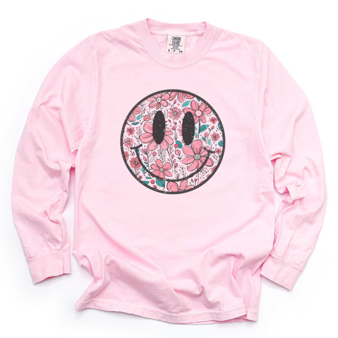 Flower Smile - Comfort Colors Long Sleeve Premium T Shirt