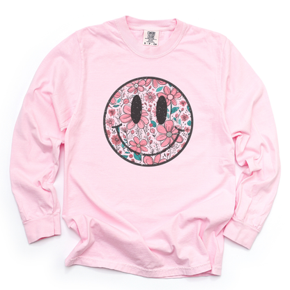Flower Smile - Comfort Colors Long Sleeve Premium T Shirt