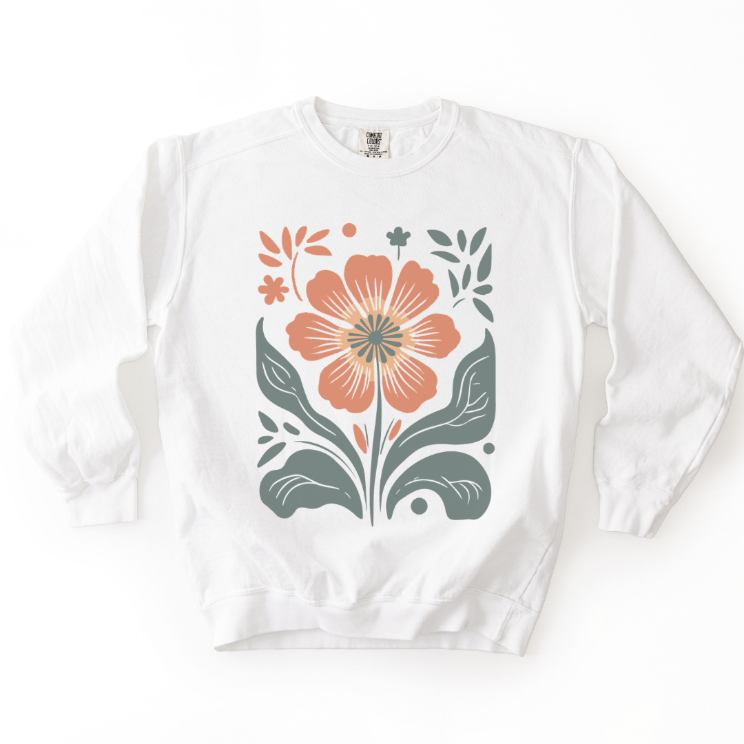 Retro Floral - Comfort Colors Premium Heavyweight Sweatshirt