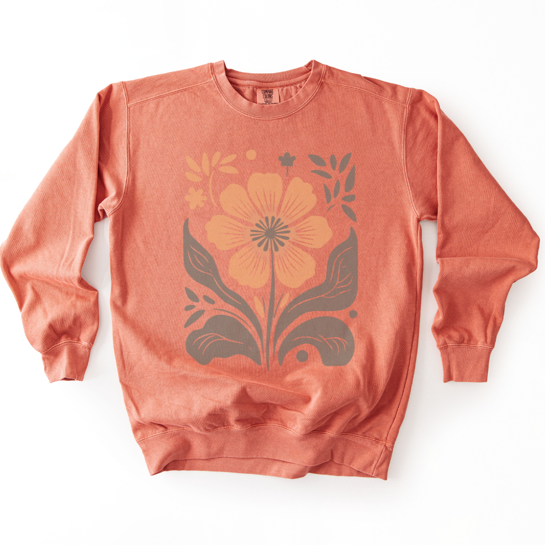 Retro Floral - Comfort Colors Premium Heavyweight Sweatshirt