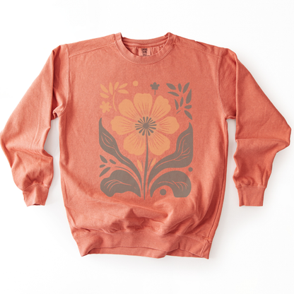 Retro Floral - Comfort Colors Premium Heavyweight Sweatshirt