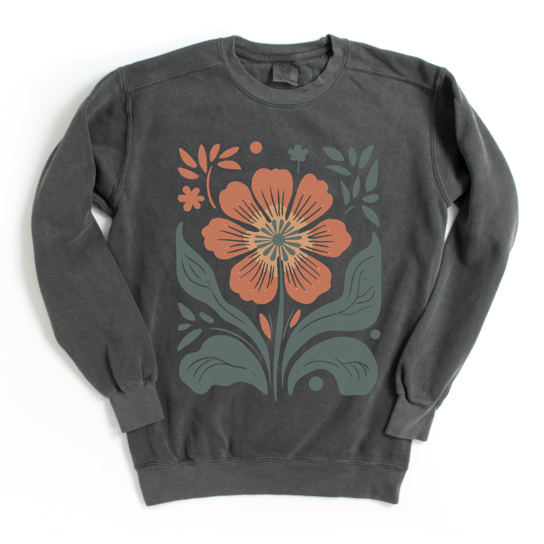 Retro Floral - Comfort Colors Premium Heavyweight Sweatshirt