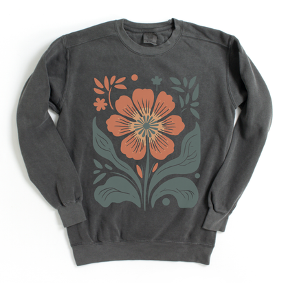 Retro Floral - Comfort Colors Premium Heavyweight Sweatshirt
