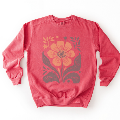 Retro Floral - Comfort Colors Premium Heavyweight Sweatshirt