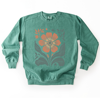 Retro Floral - Comfort Colors Premium Heavyweight Sweatshirt